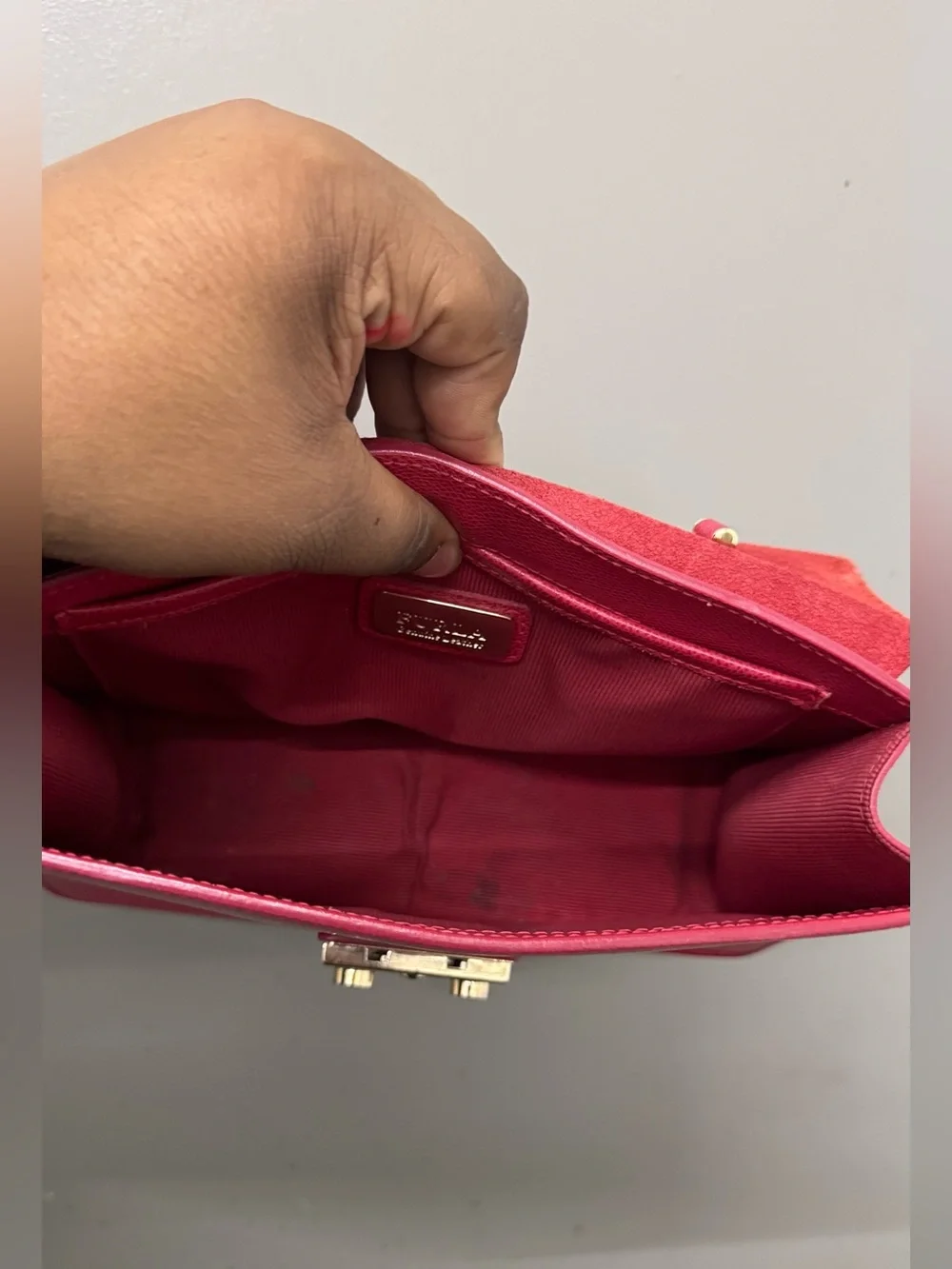 Furla Red Leather Metropolis Top-Handle Satchel with Gold Hardware